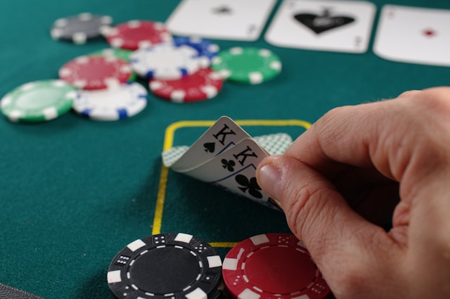 A photo of someone playing poker.