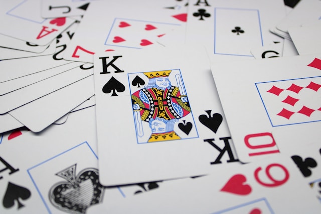 A photo of playing cards stacked on top of each other.